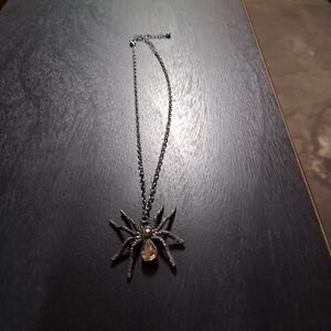 Silver Spider Pendant Necklace
